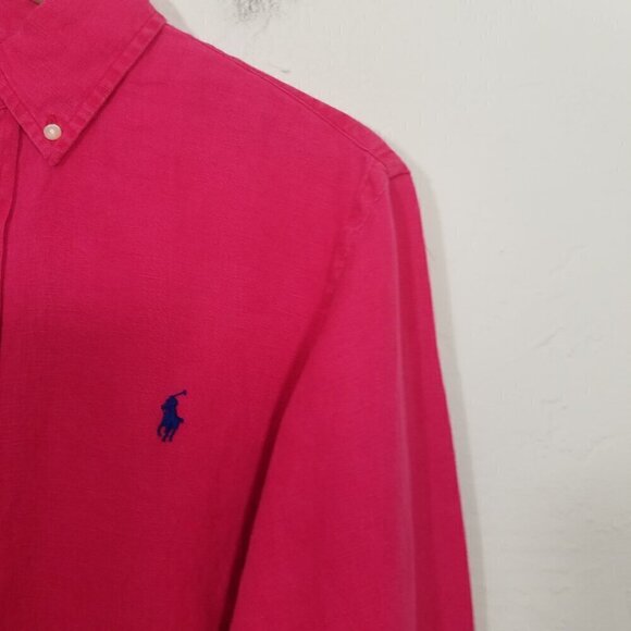 NWT Ralph Lauren 100% Linen Long Sleeve Button Up Shirt Pink Size S - Picture 2 of 6